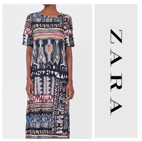 Zara Dresses | Zara Tribal Print Midi 